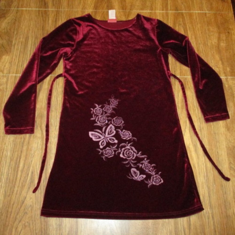 Bundle 3 for $15 - Red Velvet Dress with Glitter Floral Print